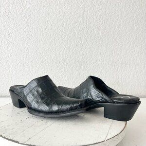 Rod Patrick Womens Mules 5C Black Caiman Leather Western Slip On Boots